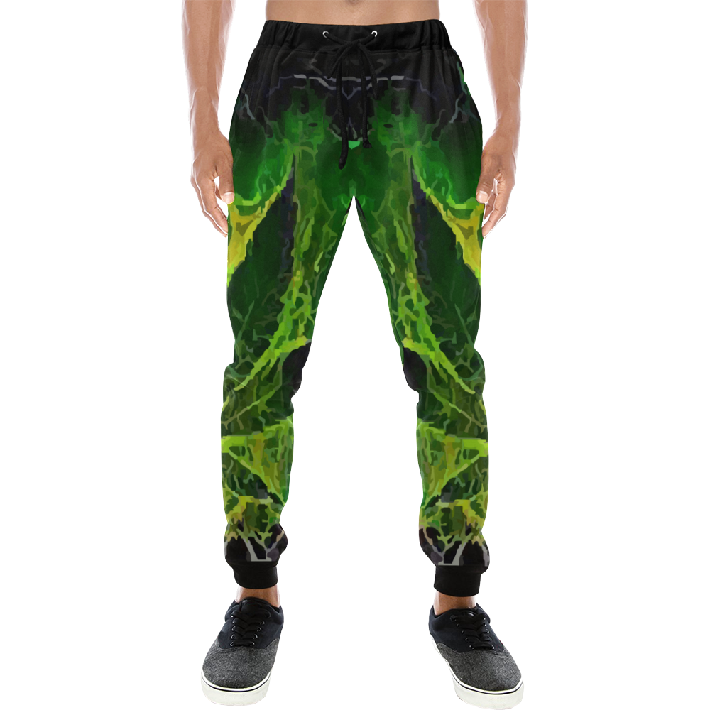 Acid Leaf (Black) Men's All Over Print Sweatpants (Model L11)