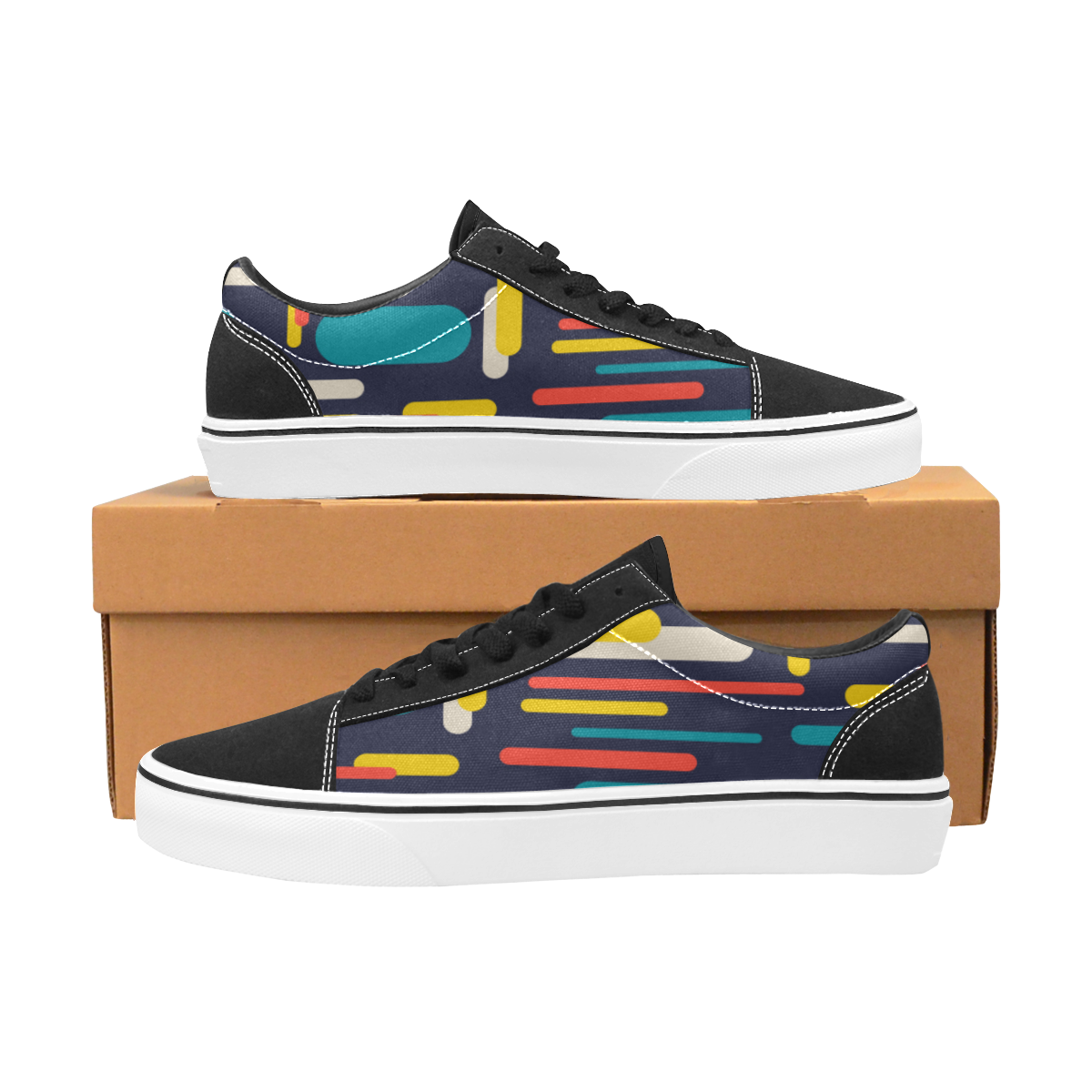 Colorful Rectangles Women's Low Top Skateboarding Shoes (Model E001-2)