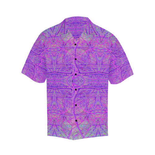 Hot Pink and Purple Abstract Branch Pattern Hawaiian Shirt (Model T58)