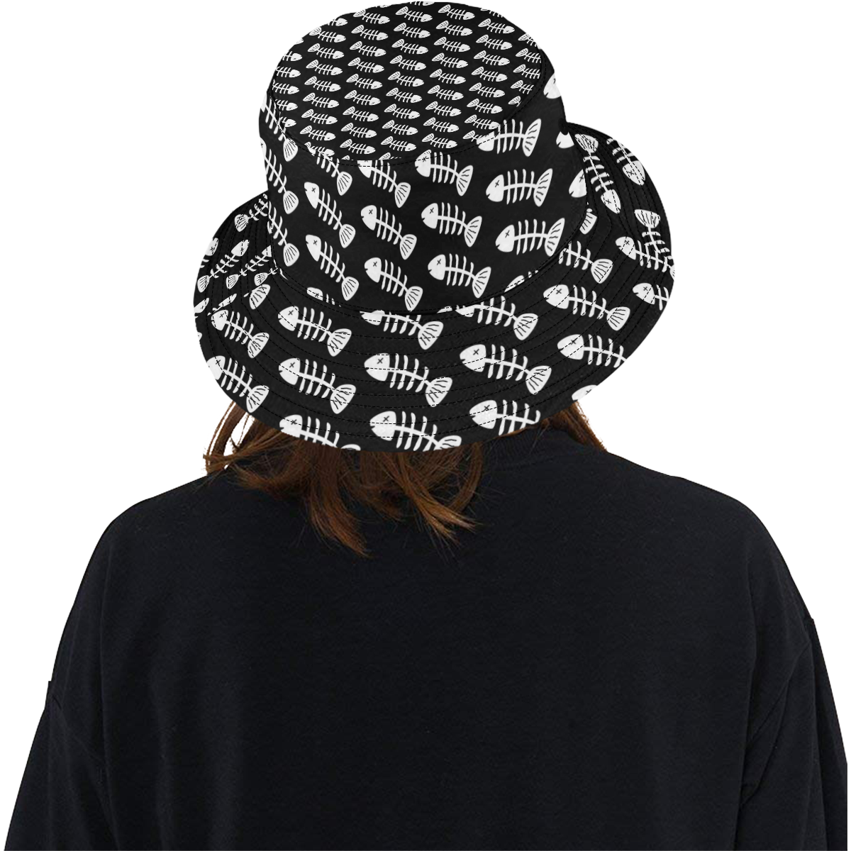 Fish Bones Pattern All Over Print Bucket Hat