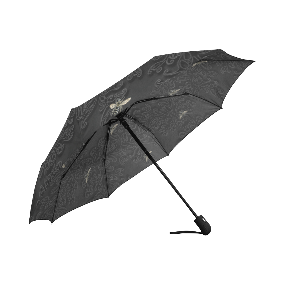 Black Lace and Bees Auto-Foldable Umbrella (Model U04)