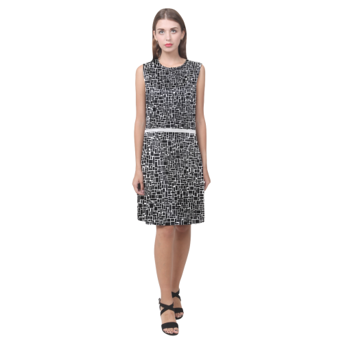 BLACK AND WHITE BOX PATTERN Eos Women's Sleeveless Dress (Model D01)