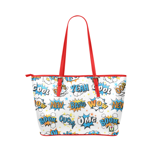 Fairlings Delight's Pop Art Collection- Comic Bubbles 53086wowboom2R Leather Tote Bag/Small Leather Tote Bag/Small (Model 1651)