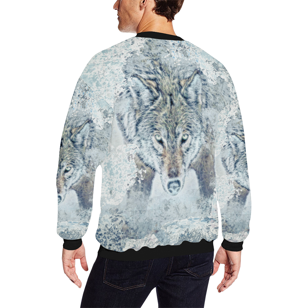 Snow Wolf All Over Print Crewneck Sweatshirt for Men (Model H18)
