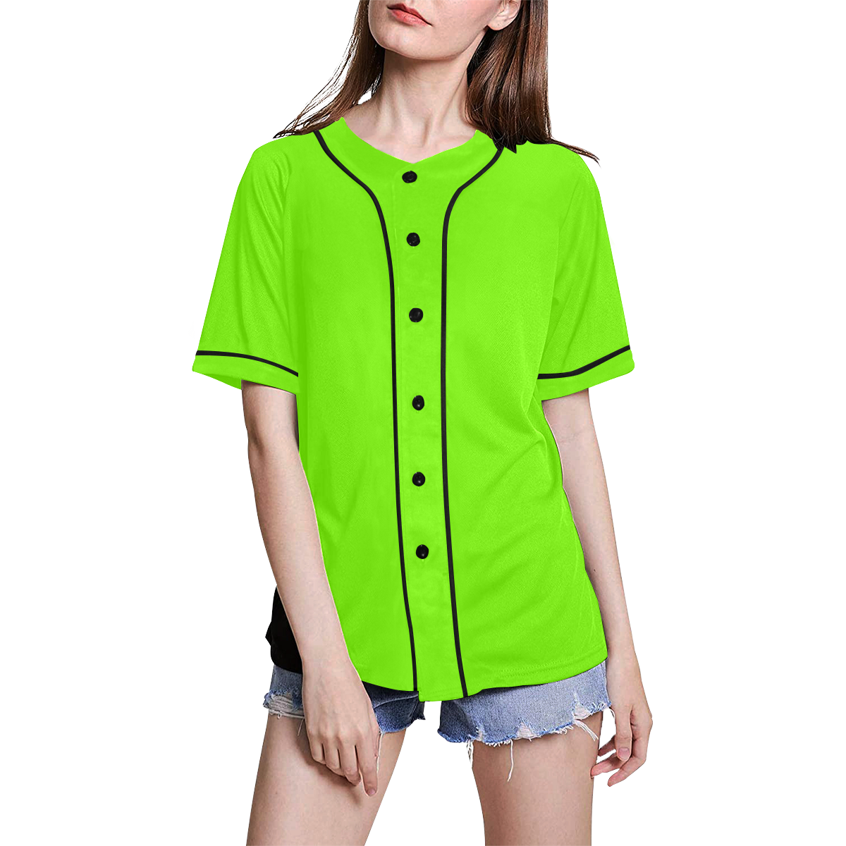 color lawn green All Over Print Baseball Jersey for Women (Model T50)