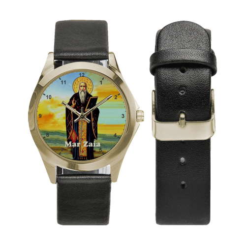 Mar Zaia Unisex Silver-Tone Round Leather Watch (Model 216)