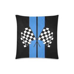 Race Car Stripe, Checkered Flag, Black and Blue Custom Zippered Pillow Case 18"x18"(Twin Sides)