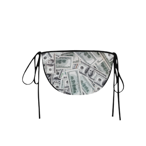 Cash Money / Hundred Dollar Bills Black Strap Custom Bikini Swimsuit Bottom