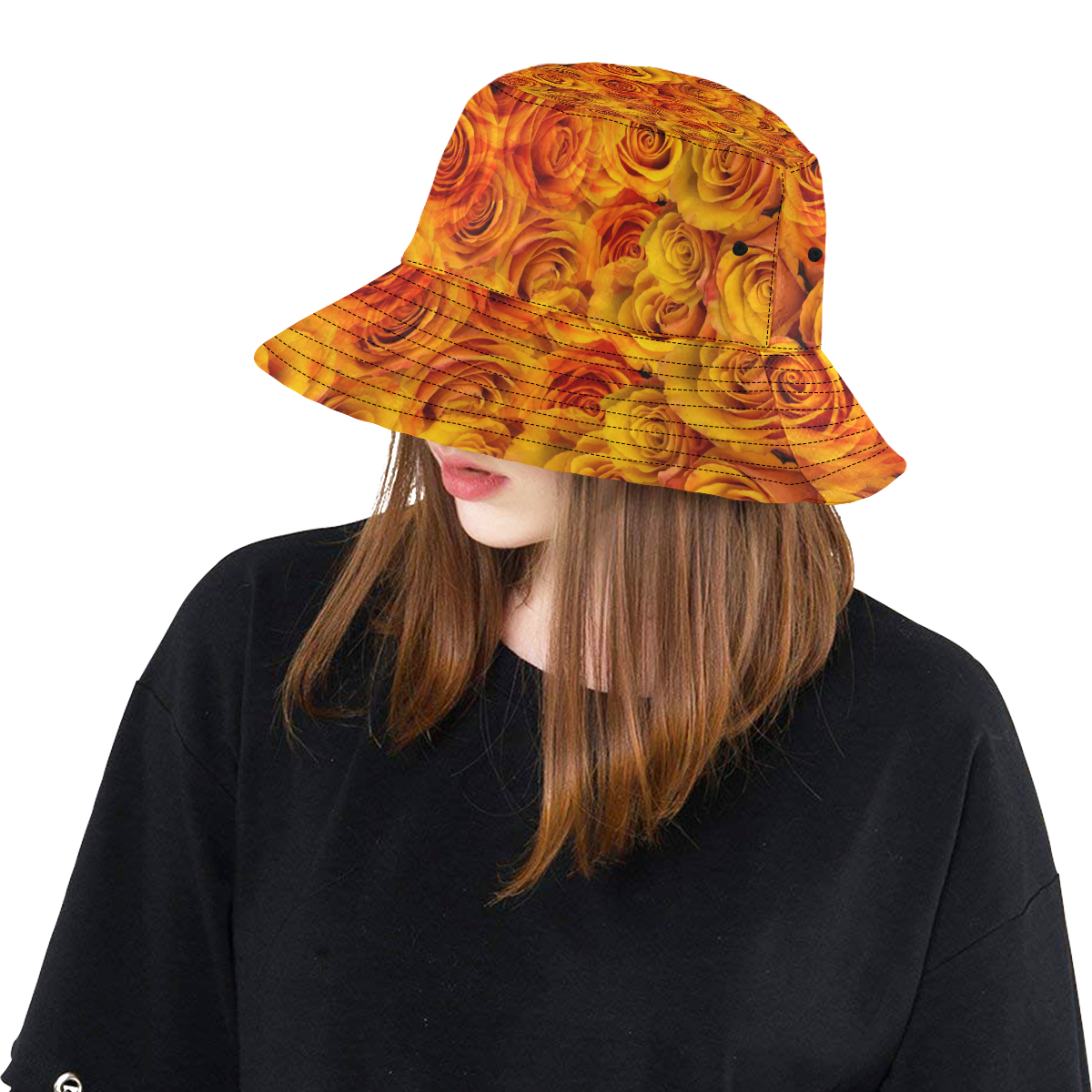 Grenadier Tangerine Roses All Over Print Bucket Hat