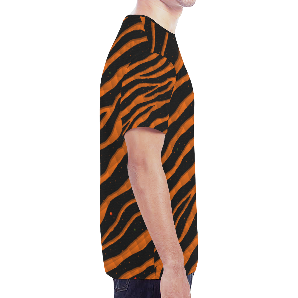 Ripped SpaceTime Stripes - Orange New All Over Print T-shirt for Men (Model T45)