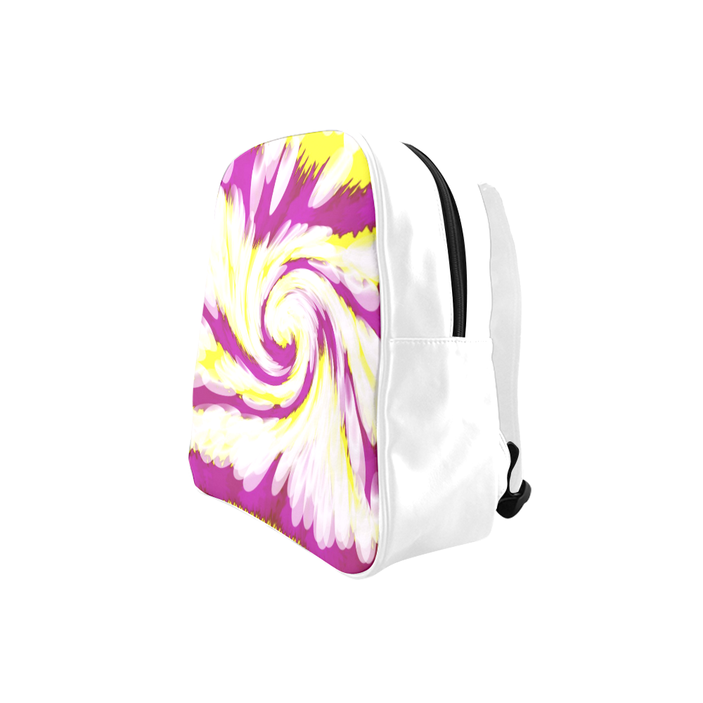 Pink Yellow Tie Dye Swirl Abstract School Backpack (Model 1601)(Small)
