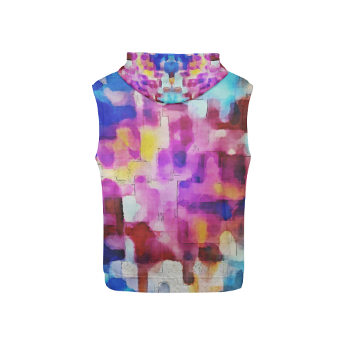 Blue pink watercolors All Over Print Sleeveless Hoodie for Kid (Model H15)