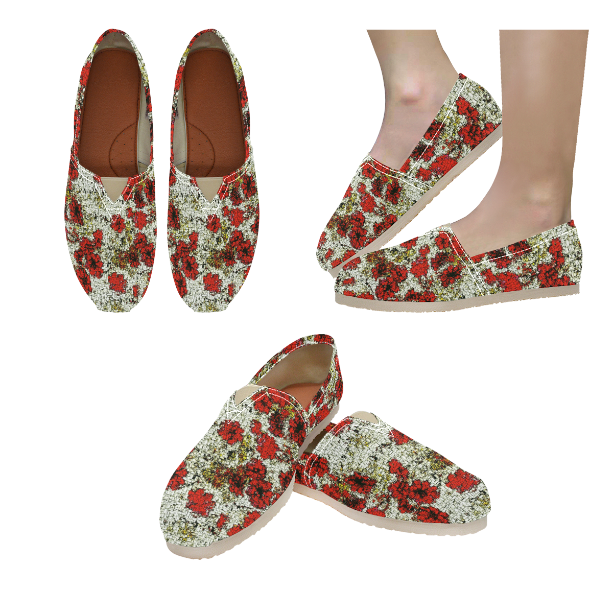 MosaicArt lovely  floral by JamColors Women's Classic Canvas Slip-On (Model 1206)