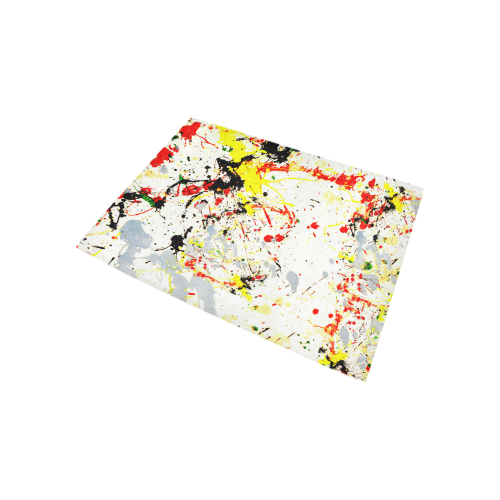 Black, Red, Yellow Paint Splatter Area Rug 5'3''x4'