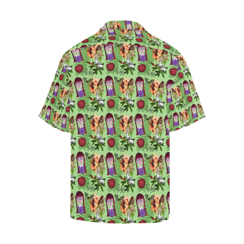 purple glasses girl pattern green Hawaiian Shirt (Model T58)
