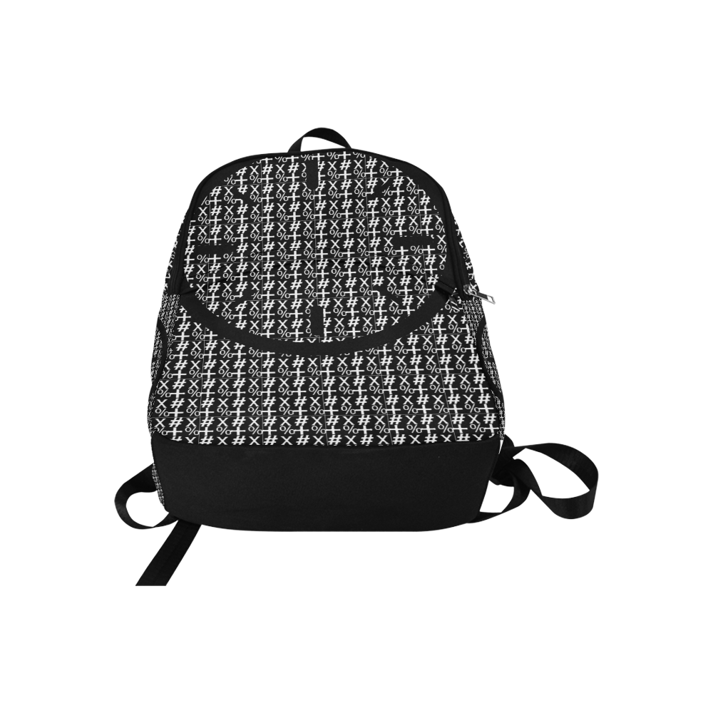 NUMBERS Collection Symbols Circle + x Black/White/Black Fabric Backpack for Adult (Model 1659)