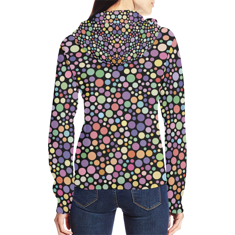 Colorful dot pattern All Over Print Full Zip Hoodie for Women (Model H14)