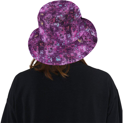 Purple Pink Floral Grunge All Over Print Bucket Hat