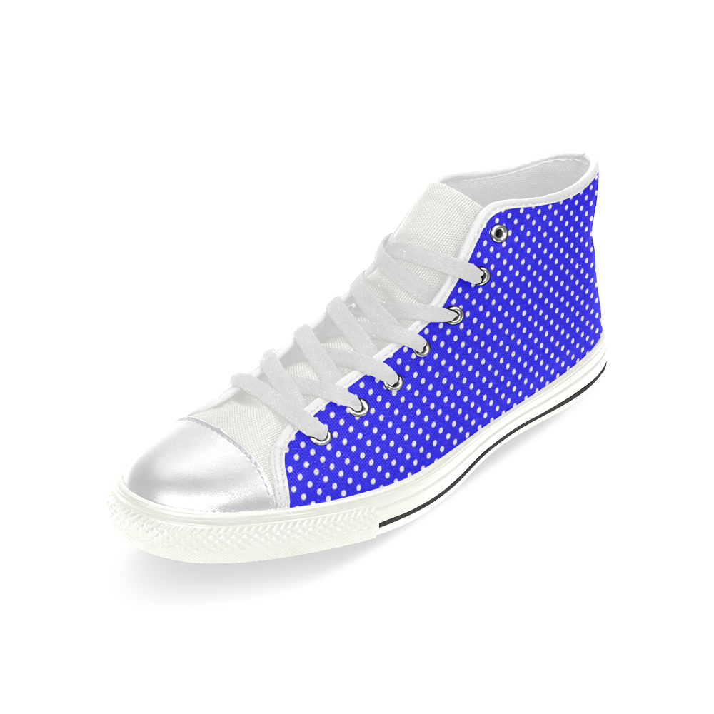 Blue polka dots High Top Canvas Women's Shoes/Large Size (Model 017)