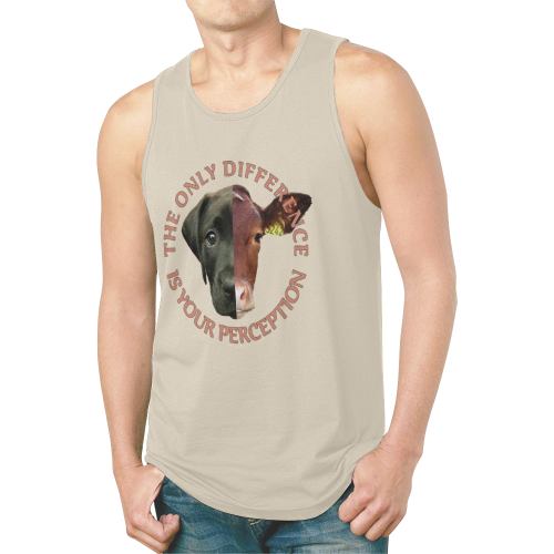 Vegan Cow and Dog Design with Slogan New All Over Print Tank Top for Men (Model T46)