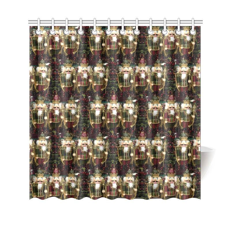 Golden Christmas Nutcrackers Shower Curtain 69"x70"