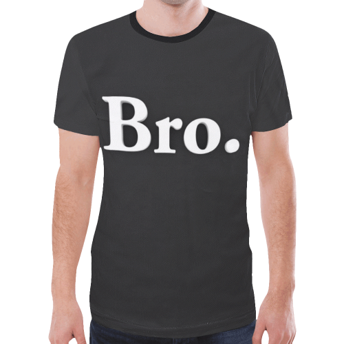 Bro. (White on Black) New All Over Print T-shirt for Men (Model T45)