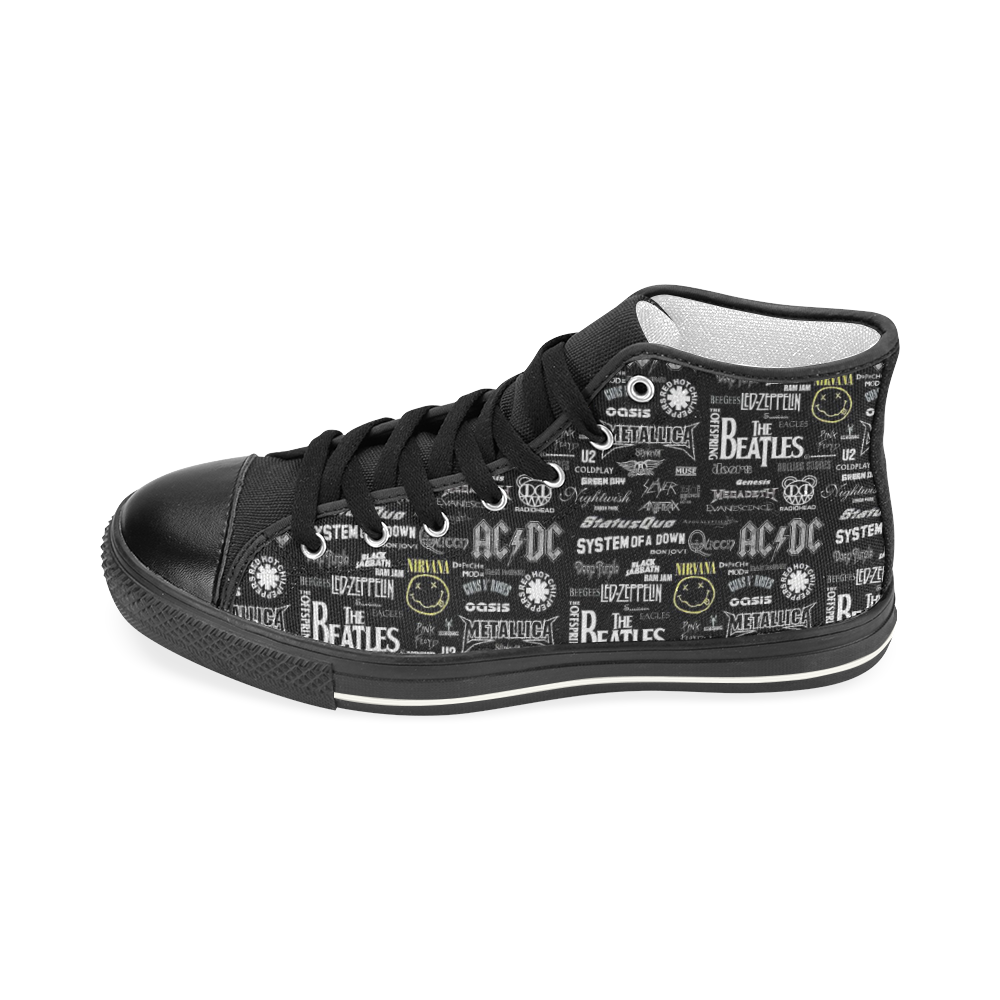 Band Logo Pattern Men’s Classic High Top Canvas Shoes (Model 017)