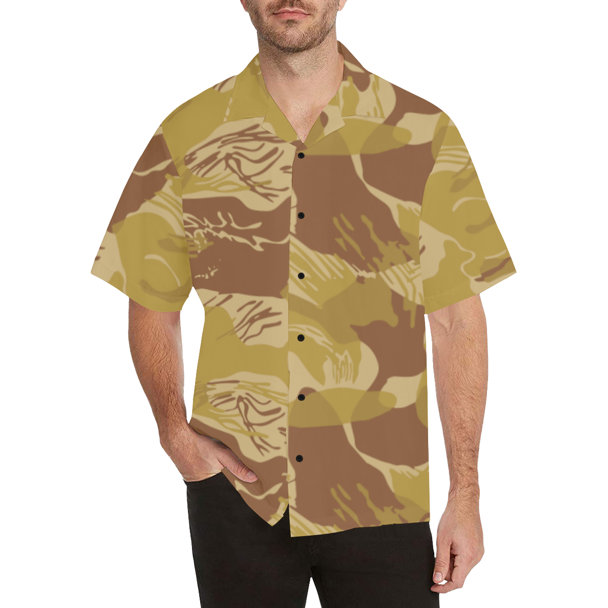 Rhodesian Brushstroke Arid Camouflage Hawaiian Shirt (Model T58)