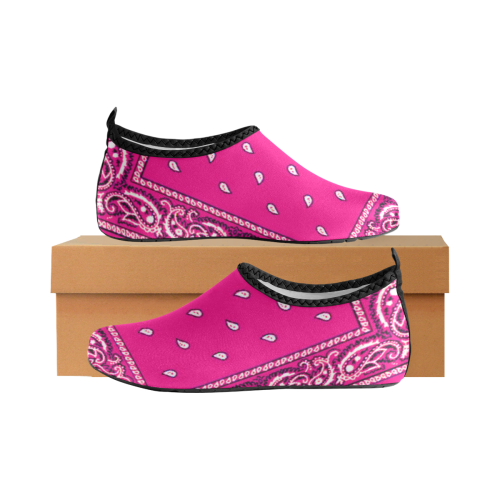 KERCHIEF PATTERN PINK Women's Slip-On Water Shoes (Model 056)