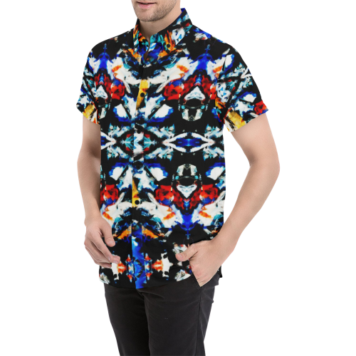 abstract art painting Men's All Over Print Short Sleeve Shirt/Large Size (Model T53)