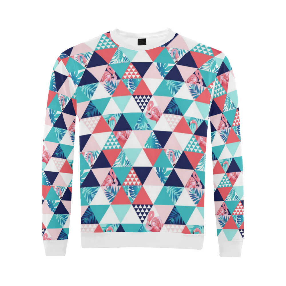 Flamingo Triangle Pattern All Over Print Crewneck Sweatshirt for Men (Model H18)