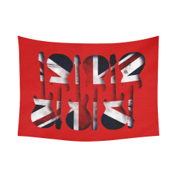 Union Jack British UK Flag Guitars Red Cotton Linen Wall Tapestry 80"x 60"