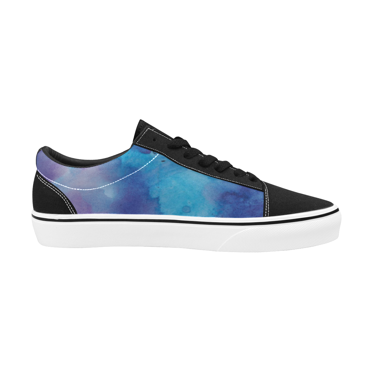 skate water color Women's Low Top Skateboarding Shoes (Model E001-2)