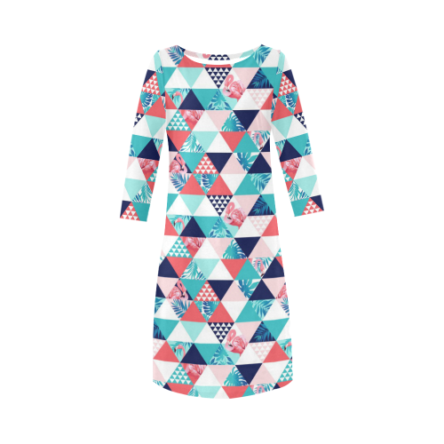Flamingo Triangle Pattern Round Collar Dress (D22)