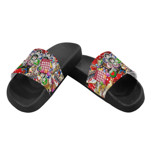 Gamblers Delight - Las Vegas Icons Men's Slide Sandals (Model 057)