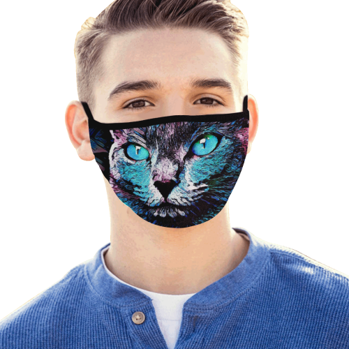 CAT ART BLUE DESIGN MASK Mouth Mask