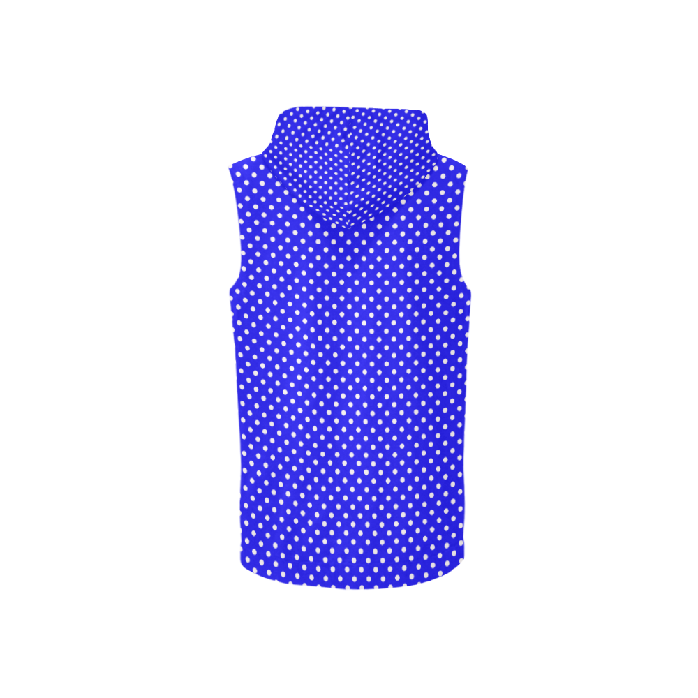 Blue polka dots All Over Print Sleeveless Zip Up Hoodie for Women (Model H16)