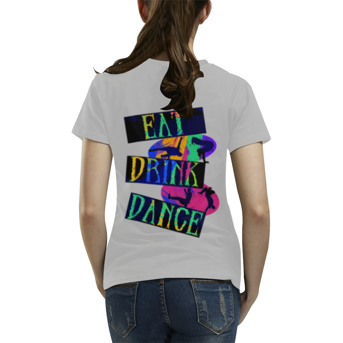 Break Dancing Colorful / Silver All Over Print T-Shirt for Women (USA Size) (Model T40)