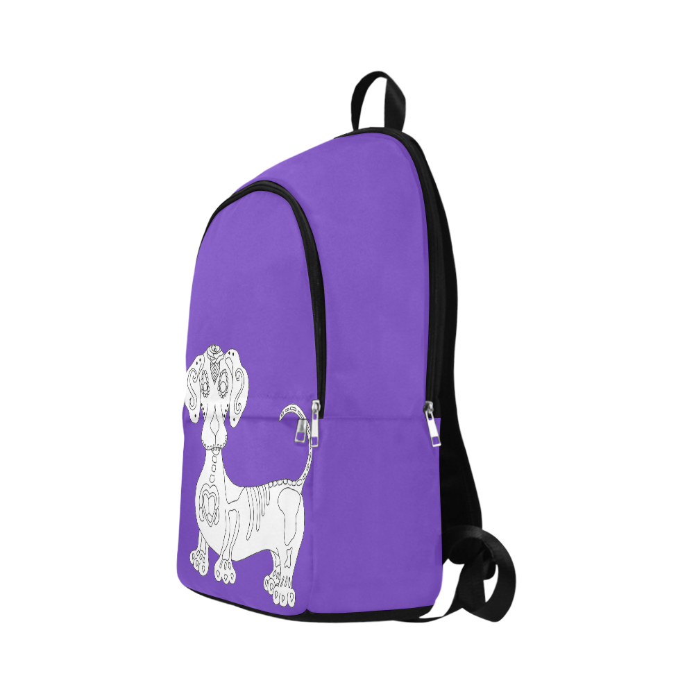 Color Me Sugar Skull Dachshund Purple Fabric Backpack for Adult (Model 1659)