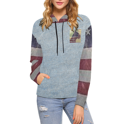 Patriotic Boxer All Over Print Hoodie for Women (USA Size) (Model H13)