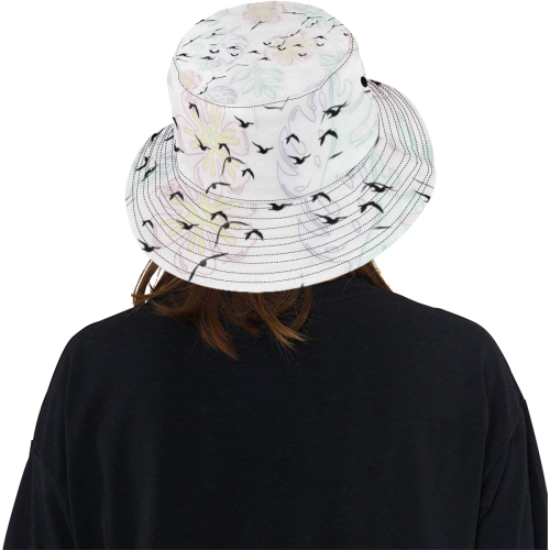 trendy birds pastel floral by JamColors All Over Print Bucket Hat