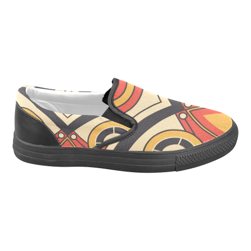 Geo Aztec Bull Tribal Men's Unusual Slip-on Canvas Shoes (Model 019)