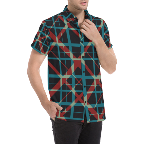 Classic Plaid Pattern design Men's All Over Print Short Sleeve Shirt/Large Size (Model T53)