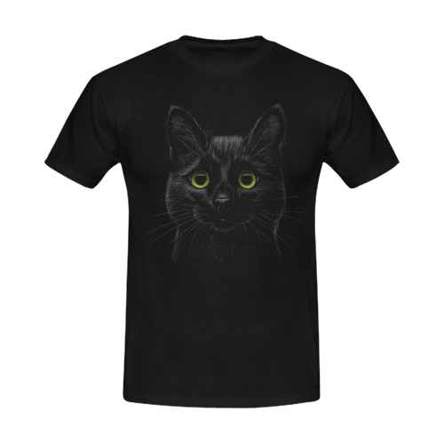 Black Cat Men's T-Shirt in USA Size/Large (Front Printing Only)