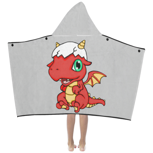 Baby Red Dragon Lt Grey Kids' Hooded Bath Towels
