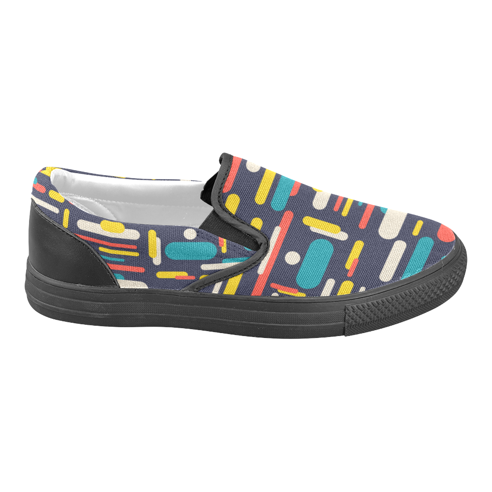 Colorful Rectangles Men's Unusual Slip-on Canvas Shoes (Model 019)