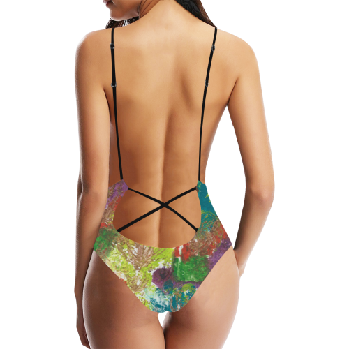 Underwater inspired design swimsuit Sexy Lacing Backless One-Piece Swimsuit (Model S10)
