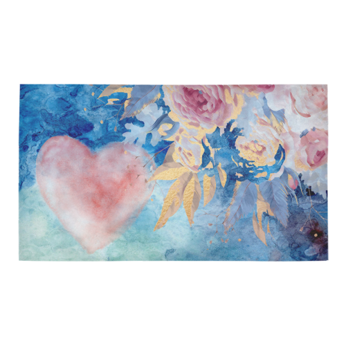 Heart and Flowers - Pink and Blue Bath Rug 16''x 28''