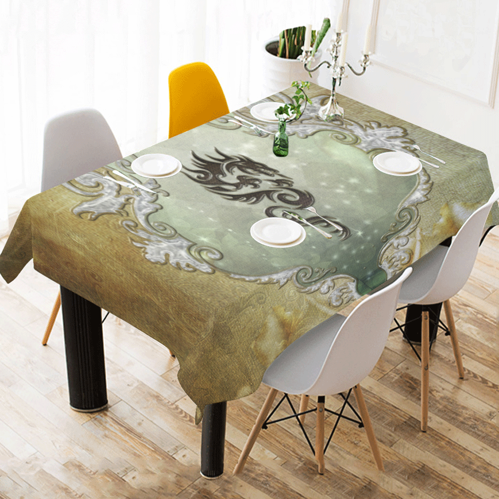 Awesome tribal dragon Cotton Linen Tablecloth 60" x 90"