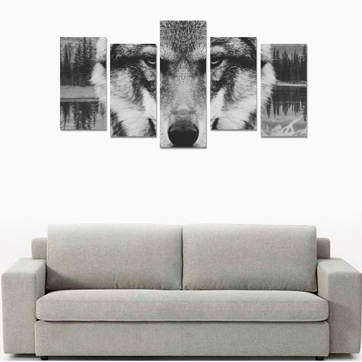 Wolf Animal Nature Canvas Print Sets E (No Frame)